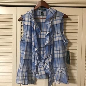 Ralph Lauren sleeveless plaid wrap